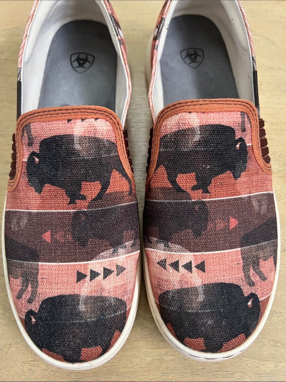 Ariat Rust and Black Buffalo Print Slip-On Moccasins - Picture 3 of 8
